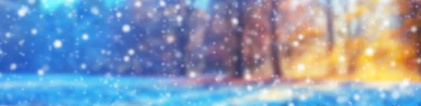 Abstract blur winter background with snow flakes — Stock Photo, Image