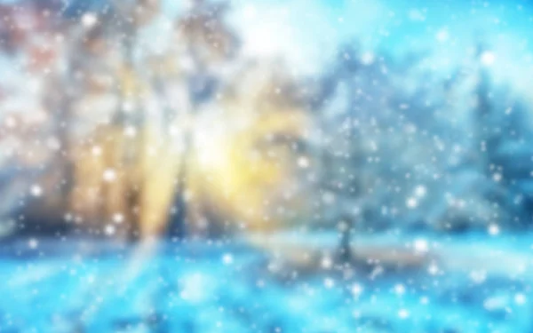 Abstract blur winter background with snow flakes — Stock Photo, Image