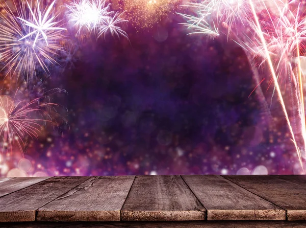 木製の板に抽象的な花火背景 — ストック写真