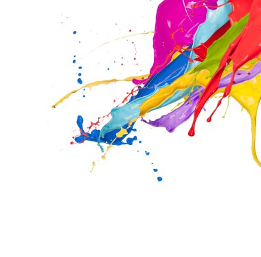 Beyaz arkaplanda soyut renk sıçramaları