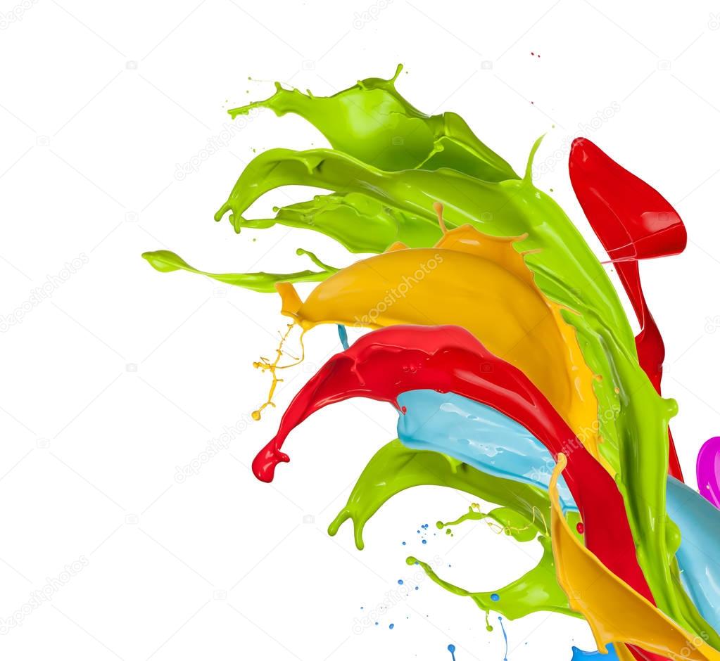 Abstract color splashes on white background