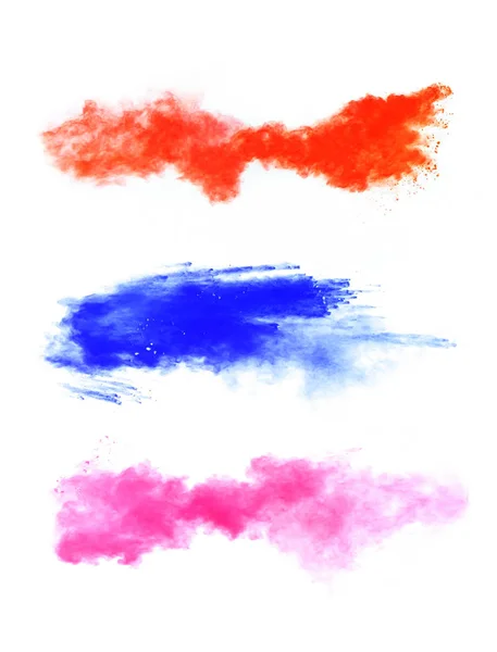 Beyaz arka plan üzerinde renkli tozlar patlama — Stok fotoğraf