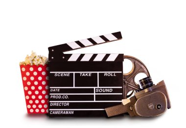Retro film üretim aksesuar beyaz arka plan üzerinde