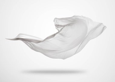 Gri arka plan üzerine yumuşak zarif beyaz kumaş