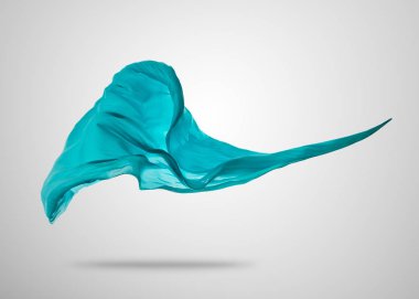 Gri arka plan üzerine yumuşak zarif mavi kumaş