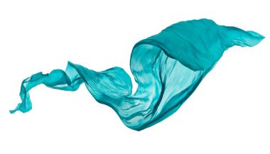 Beyaz arka plan üzerine yumuşak zarif mavi kumaş