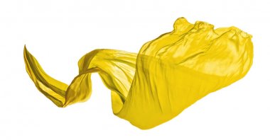 Smooth elegant yellow cloth on white background clipart