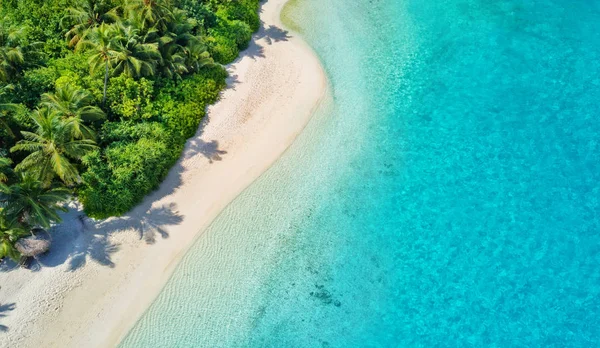 Fotografia aérea da praia tropical de Maldivas na ilha — Fotografia de Stock