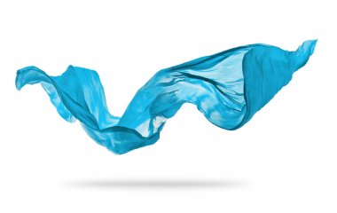 Beyaz arka plan üzerine yumuşak zarif mavi kumaş