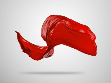 Gri arka plan üzerine yumuşak zarif kırmızı kumaş