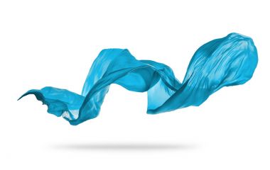 Beyaz arka plan üzerine yumuşak zarif mavi kumaş