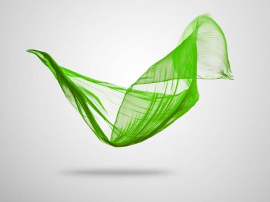 Gri arka plan üzerine yumuşak zarif yeşil kumaş