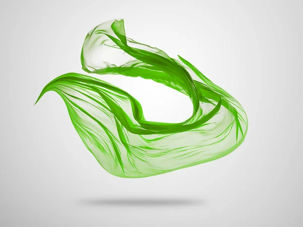 Smidig elegant grön tyg på grå bakgrund — Stockfoto
