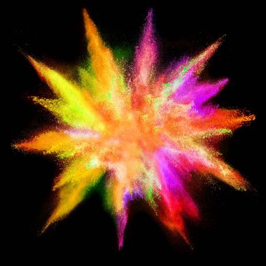 Siyah arka plan üzerinde renkli toz patlama