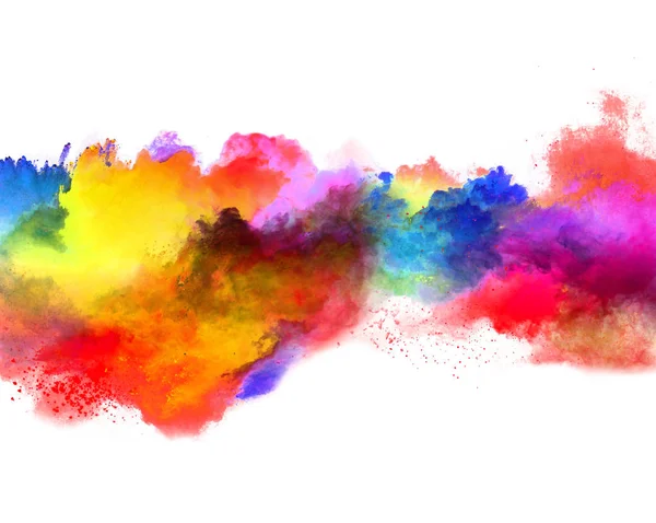 Explosion of colored powder on white background — Stock Photo, Image