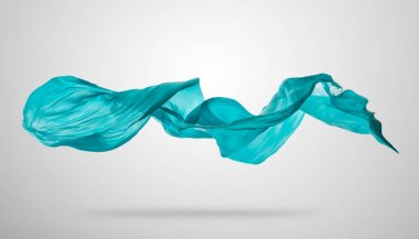 Gri arka plan üzerine yumuşak zarif mavi kumaş