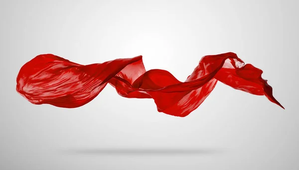 Glatte elegante rote Tuch auf grauem Hintergrund — Stockfoto