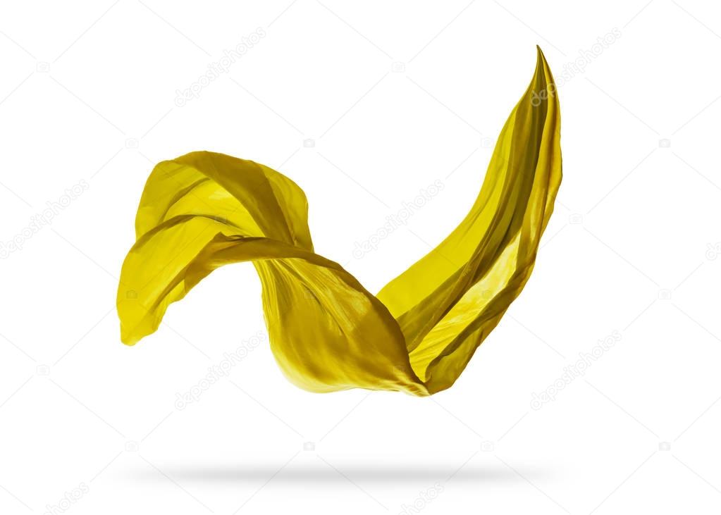 Smooth elegant yellow cloth on white background