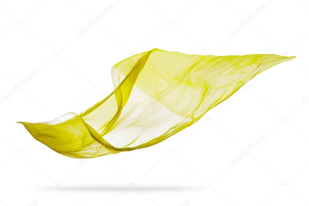 Smooth elegant yellow cloth isolated on white background