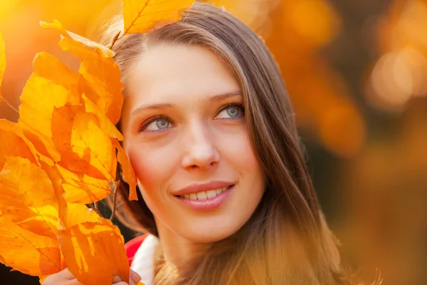 Beautiful young woman autumn portrait — Stock Photo, Image