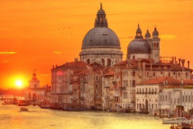 Grand canal kilise Santa Maria della Salute ile Sunrise, 