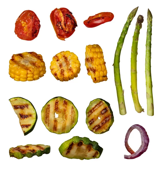 Samling av grillad grönsak på vit bakgrund — Stockfoto