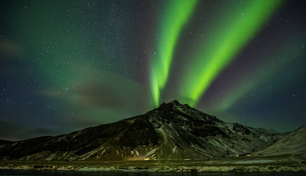 Beautiful aurora borealis in Iceland, shot in early winter perio