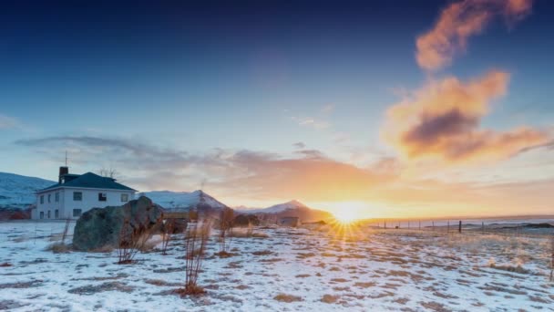 Caducidad Del Paisaje Invernal Islandia Fondo Naturaleza Estacional Con Pequeño — Vídeo de stock