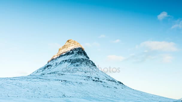 Tid Förflutit Soluppgången Islands Halvö Vackra Kirkjufell Berg Snaefellsness — Stockvideo