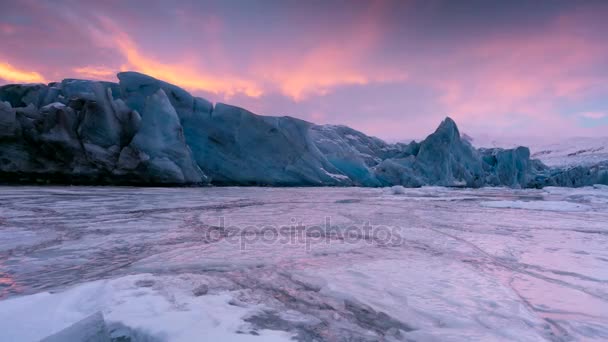 Время Захода Солнца Леднике Фьеллсарлон Исландия — стоковое видео