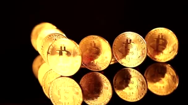 Bitcoin Бтд Новий Віртуальний Інтернет Cryptocurrency Рух Ізольовані Чорному Фоні — стокове відео