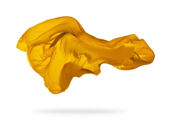 Elegante tessuto trasparente dorato liscio separato su dorso bianco — Foto Stock