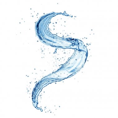 Su sıçrama, beyaz arka plan üzerinde izole soyut şekli