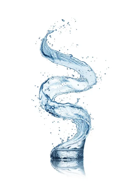 Abstrakcyjny kształt plusk wody ze szkłem, na białym tle na biały bac — Zdjęcie stockowe