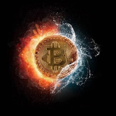 Su sıçramalarına, isol ile Bitcoin Kripto para birimi simgesini yazma