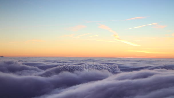 Time Lapse Low Clouds Sunrise Light — Stock Video