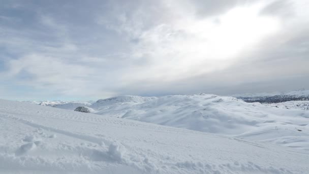 Långsam Rörelse Alpina Skidåkare Närbild — Stockvideo