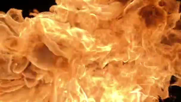 Slow Motion Realistiska Fire Blast Svart Bakgrund — Stockvideo