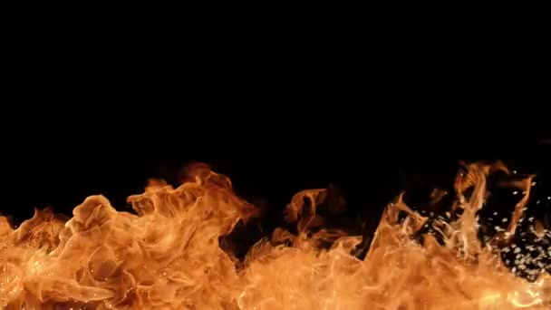 Slow Motion Realistic Fire Blast Black Background — Stock Video