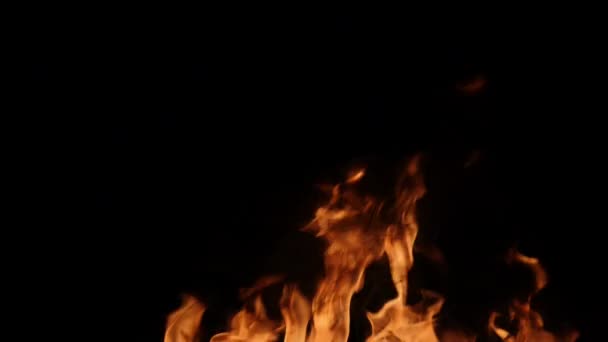 黒い背景にリアルな火災爆発のスロー モーション — ストック動画