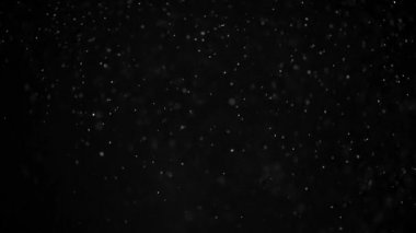 Siyah zemin üzerinde doğal organik toz parçacıkları. Bokeh ile Parıldayan Parçacıklar