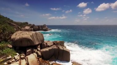 Seyşeller sahilinin havadan görünümü