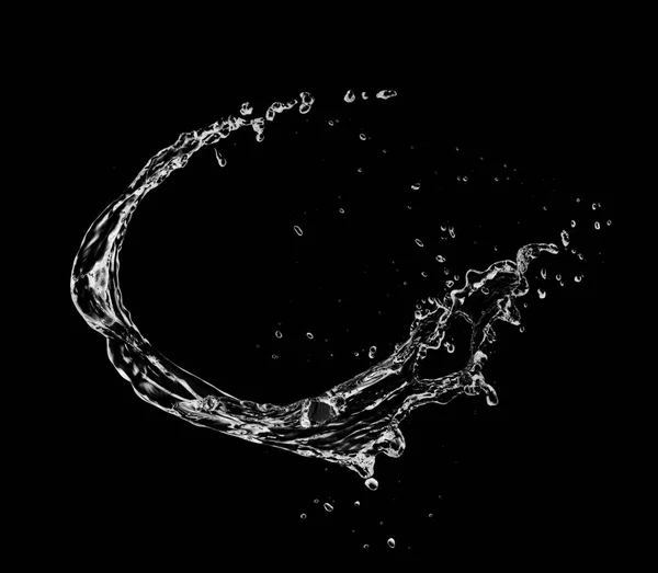 Forma de respingo de água isolada no fundo preto — Fotografia de Stock
