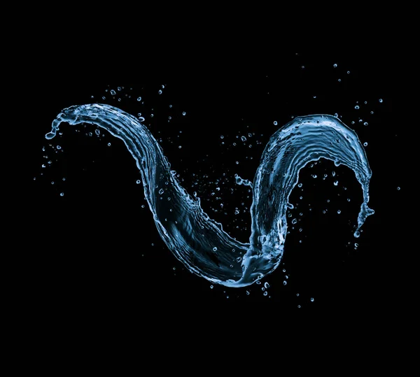 黒の背景に分離された水スプラッシュ図形 — ストック写真
