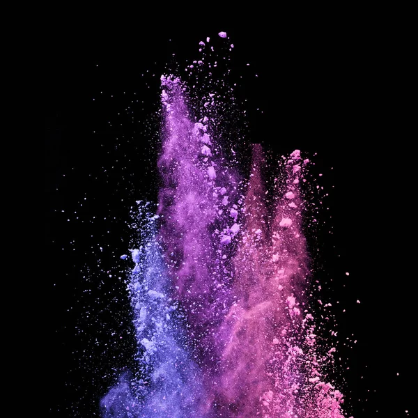 Abstraktní barevný prášek exploze izolované na černém pozadí. — Stock fotografie