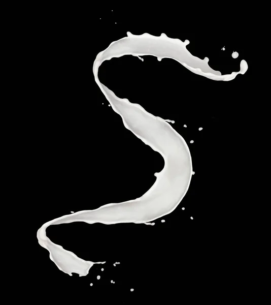 Abstrato respingo de leite isolado sobre fundo preto — Fotografia de Stock