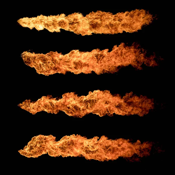 Bolas de fuego texturas colección sobre fondo negro — Foto de Stock