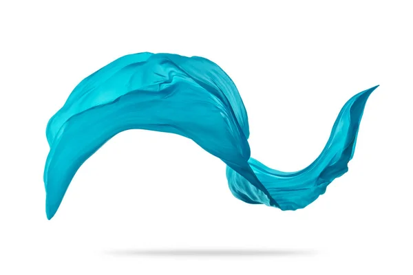 Pezzo di stoffa blu volante su sfondo bianco — Foto Stock