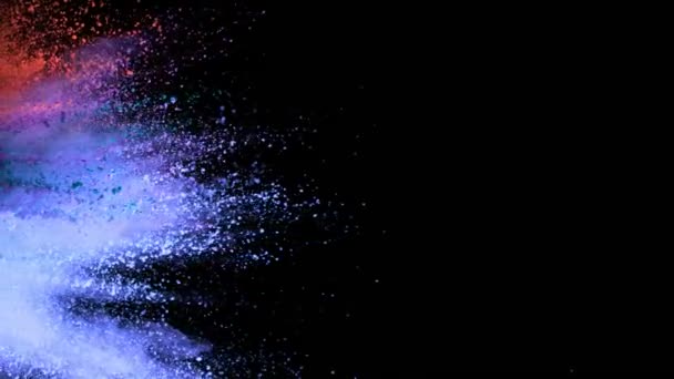 Super Zpomalení Výbuchu Barevného Prášku Izolovaného Černém Pozadí Natočeno Vysokorychlostní — Stock video
