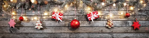 Decorative Christmas garlands with free space — Stock Photo, Image